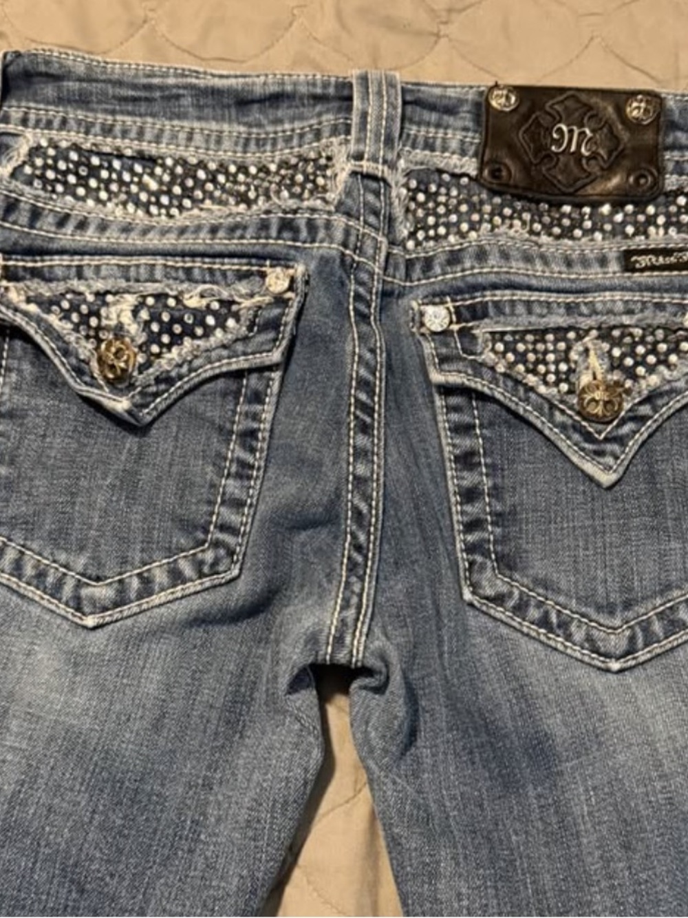 Miss Me Medium Blue Rhinestone Bootcut Jeans - Picture 5 of 9